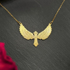 Halskette | Engel mit Kreuz | 925 Silber | Kreuz
