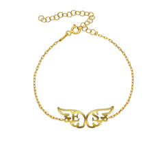 Angel wings bracelet with initials