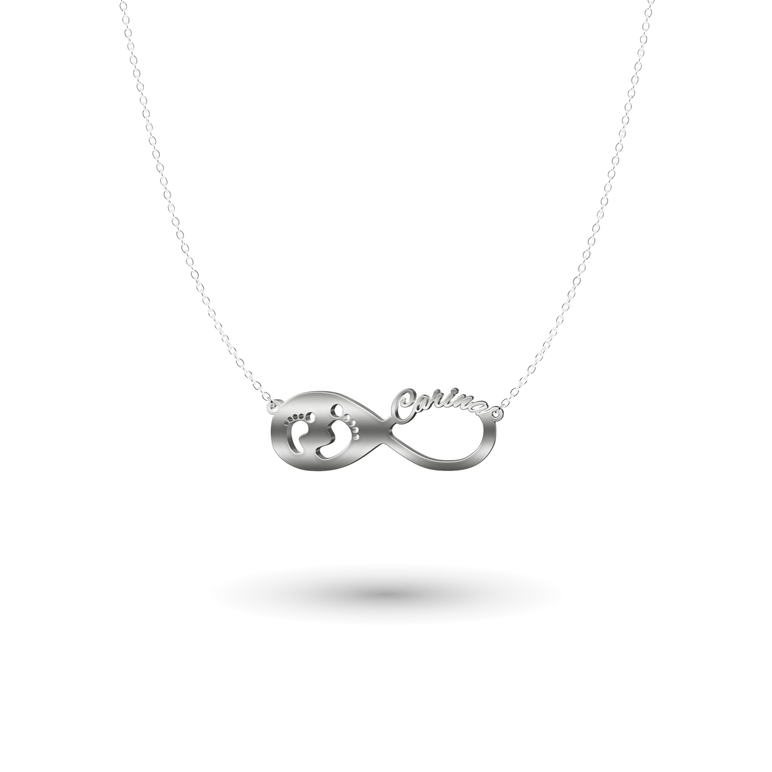 Infinity Halskette mit Babyfuß & Wunschname baysaat-gmbh.myshopify.com